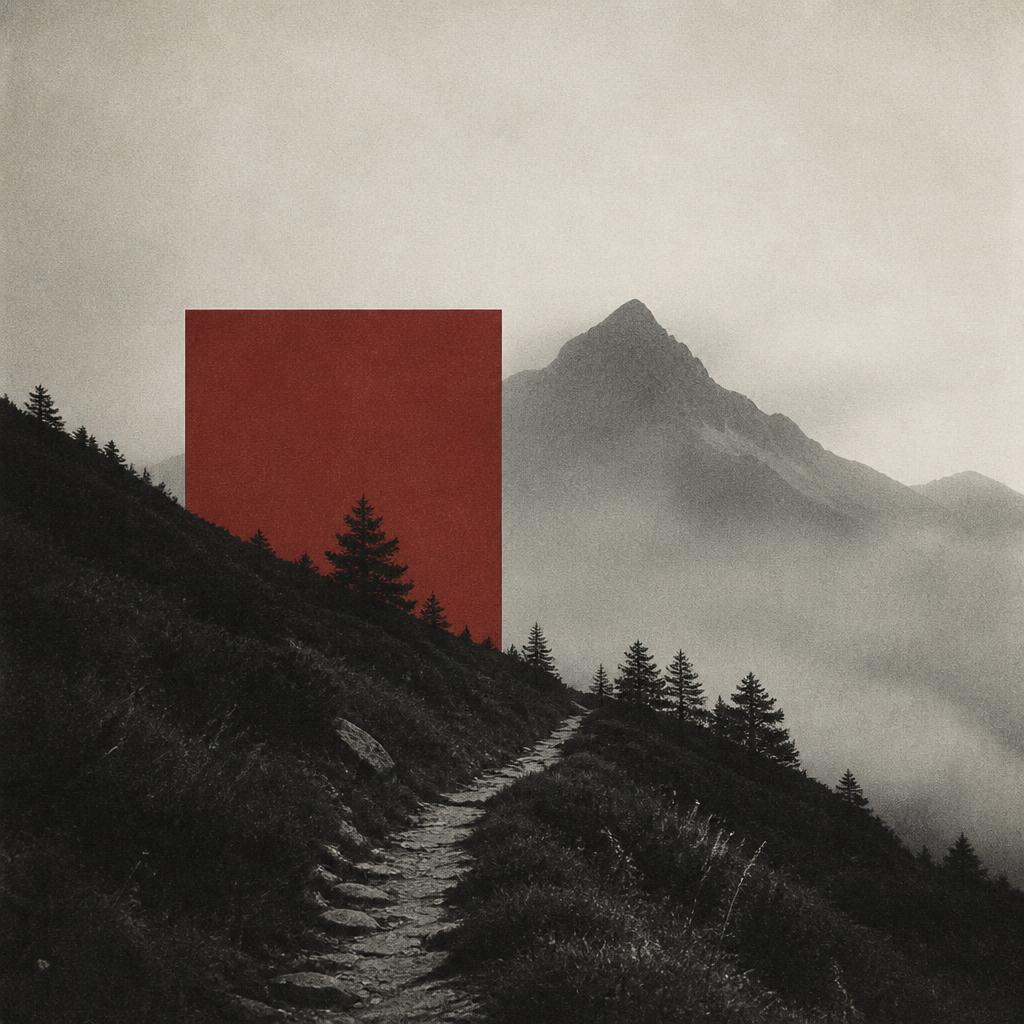 A lone walker on a mountain path